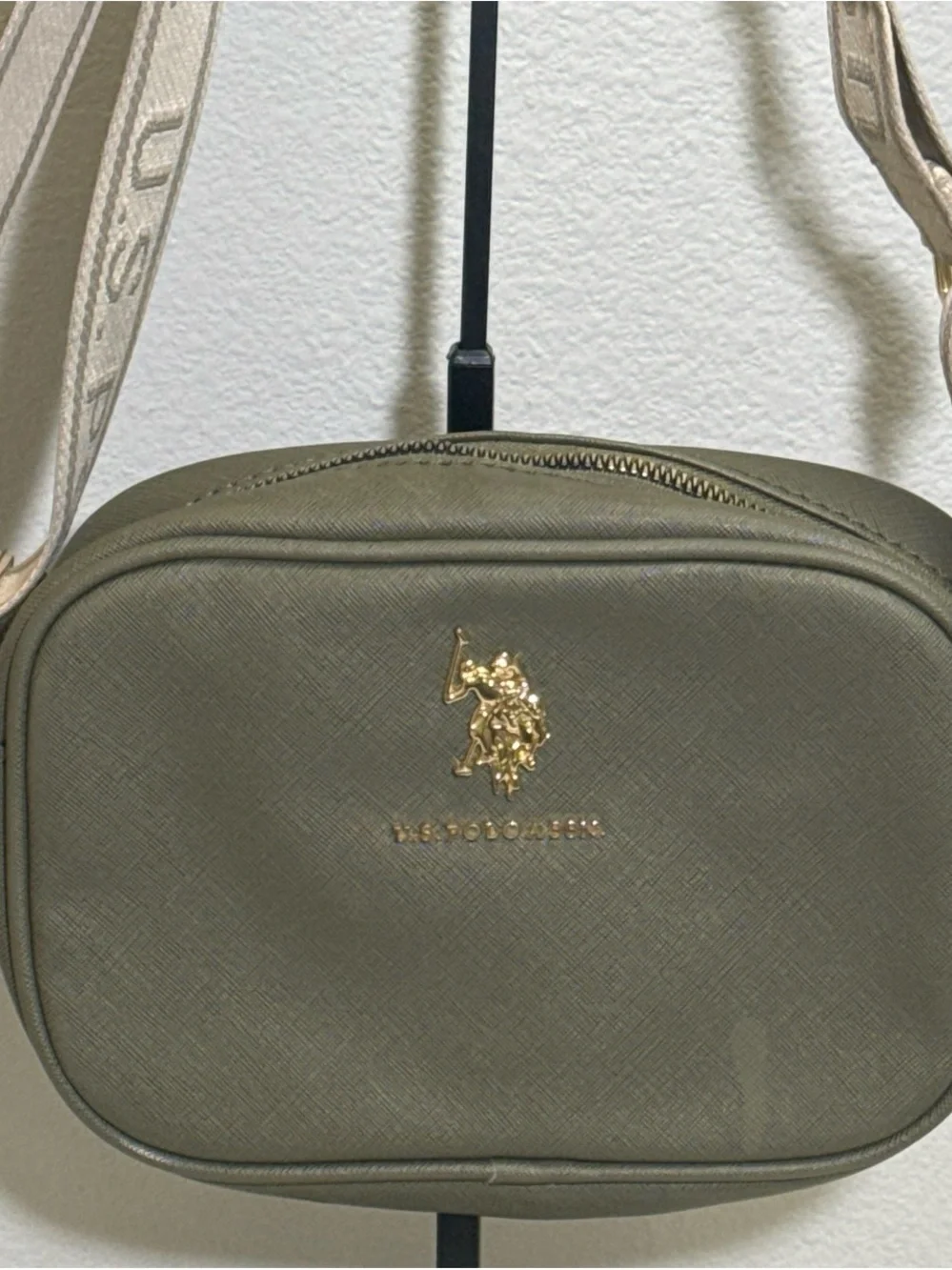 U.S. Polo Assn. Olive Green Crossbody with Gold Logo